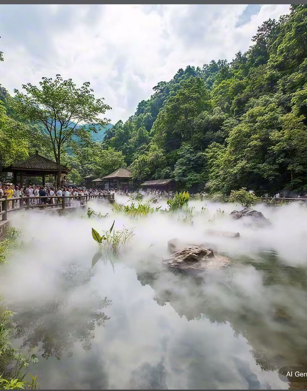 湖北十堰龙潭河旅游区大型旱地音乐喷泉，冷雾系统项目